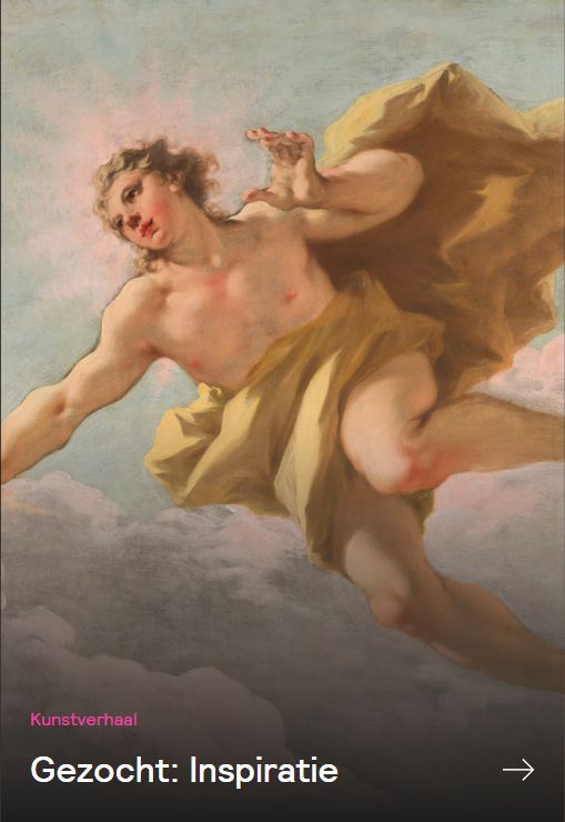 Apollo vliegt stralend door de hemel op deze plafondschildering van Pellegrini.